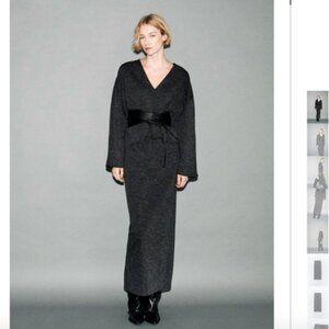 NWT ZARA 2 PIECES MATCH SET OVERSIZED SOFT T-SHIRT + TUBE SKIRT DARK GRAY